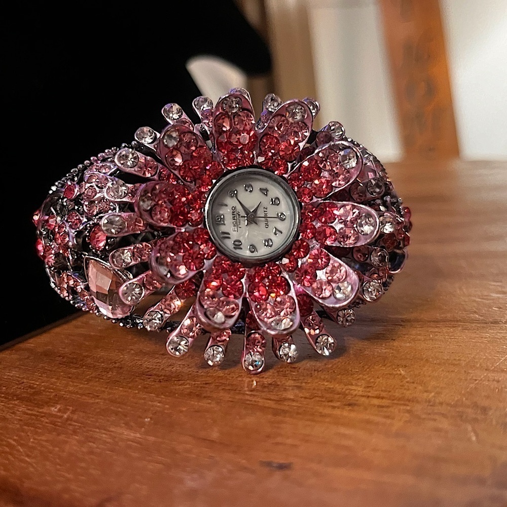 Ficaro Couture Crystal Stone Cuff Watch